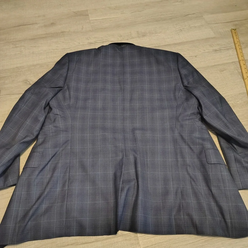 Cremieux Loro Piana Wool Suit Blue Glen Plaid 2 Button Blazer Pants 44 Long